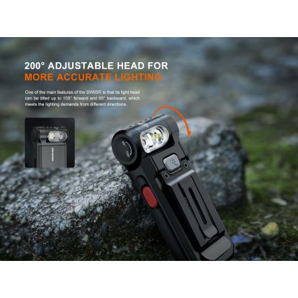 Fenix SW05RREDBLC - LED Zatemnitvena polnilna svetilka LED/USB IPX6 150 lm 49 h črna