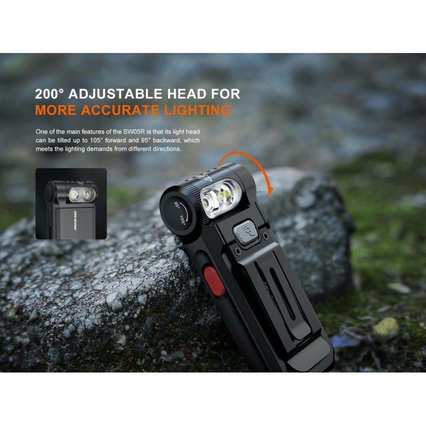 Fenix SW05RREDBLC - LED Zatemnitvena polnilna svetilka LED/USB IPX6 150 lm 49 h črna