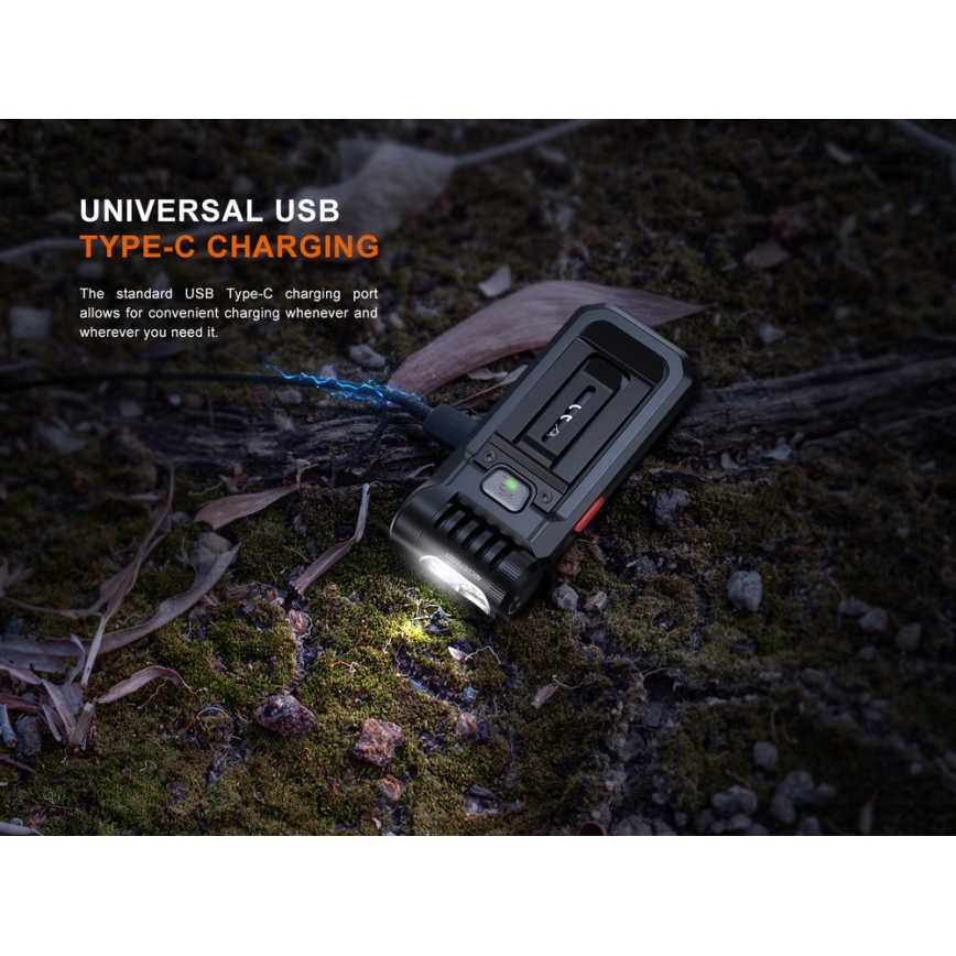 Fenix SW05RREDBLC - LED Zatemnitvena polnilna svetilka LED/USB IPX6 150 lm 49 h črna
