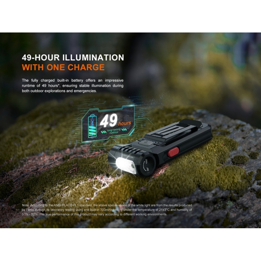 Fenix SW05RREDBLC - LED Zatemnitvena polnilna svetilka LED/USB IPX6 150 lm 49 h črna