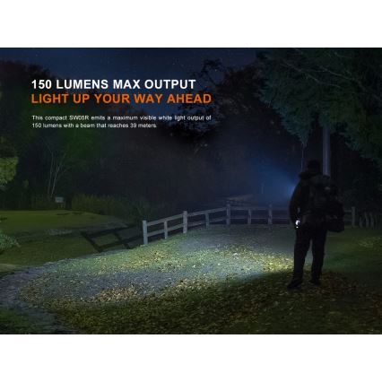 Fenix SW05RUVBLC - LED Zatemnitvena polnilna svetilka LED/USB IPX6 150 lm 49 h 700 mAh črna