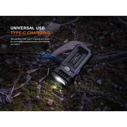 Fenix SW05RUVBLC - LED Zatemnitvena polnilna svetilka LED/USB IPX6 150 lm 49 h 700 mAh črna