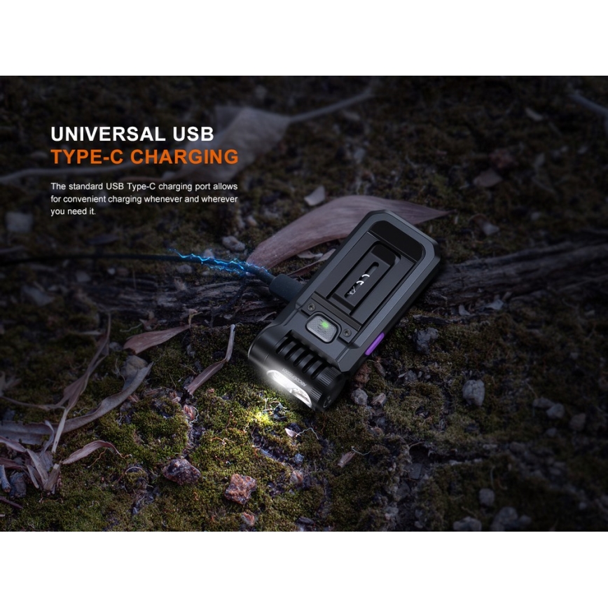 Fenix SW05RUVBLC - LED Zatemnitvena polnilna svetilka LED/USB IPX6 150 lm 49 h 700 mAh črna