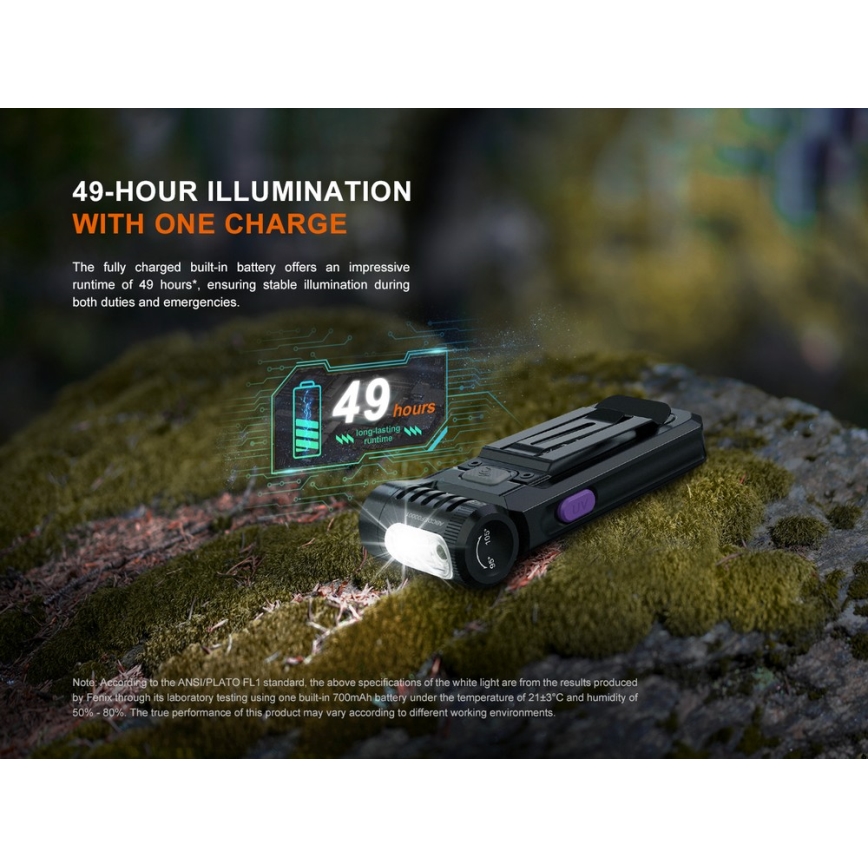 Fenix SW05RUVBLC - LED Zatemnitvena polnilna svetilka LED/USB IPX6 150 lm 49 h 700 mAh črna