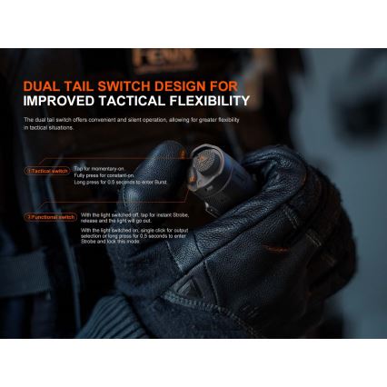 Fenix TK17BLK - zatemnjiva polnilna ročna svetilka LED/USB, 6000 mAh, IP68, 3600 lm, 60 h, črna