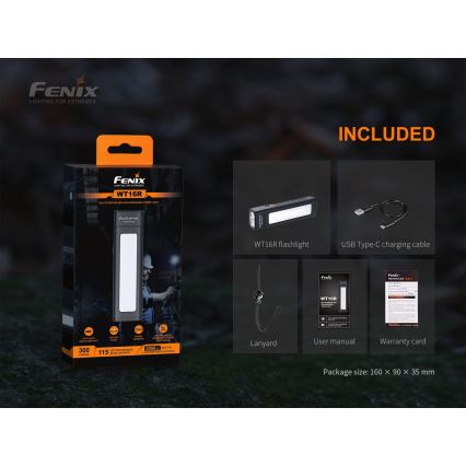 Fenix WT16R - LED Baterijska svetilka 2xLED/USB IP66 300 lm 30 ur