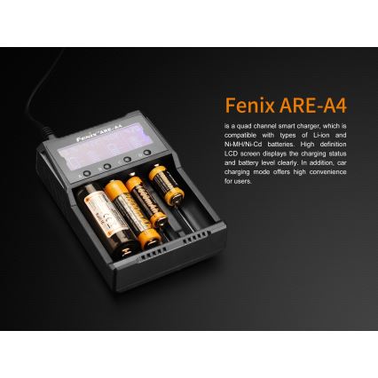 Fenix ​​FENAREA4 - Polnilec baterij 4xLi-ion/AAA/AA/C 5V