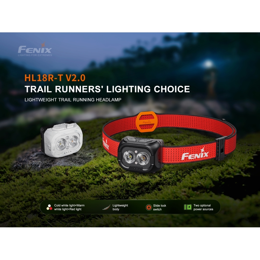 Fenix ​​HL18RTV20WHT - LED Zatemnitvena polnilna naglavna svetilka LED/USB IP66 800 sijajni ​​160 h bela/črna