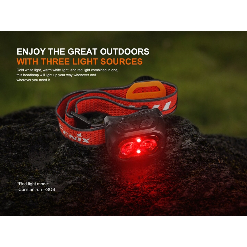 Fenix ​​HL18RTV20WHT - LED Zatemnitvena polnilna naglavna svetilka LED/USB IP66 800 sijajni ​​160 h bela/črna