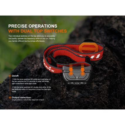 Fenix ​​HL18RTV20WHT - LED Zatemnitvena polnilna naglavna svetilka LED/USB IP66 800 sijajni ​​160 h bela/črna