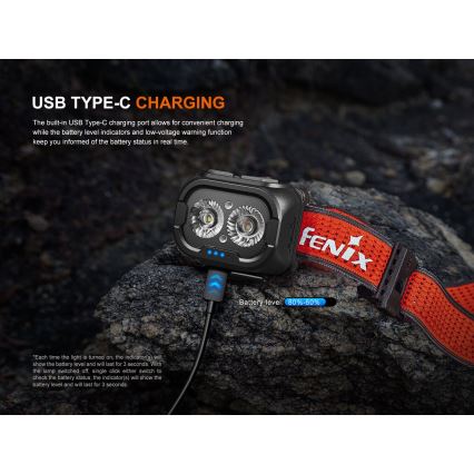 Fenix ​​HL18RTV20WHT - LED Zatemnitvena polnilna naglavna svetilka LED/USB IP66 800 sijajni ​​160 h bela/črna