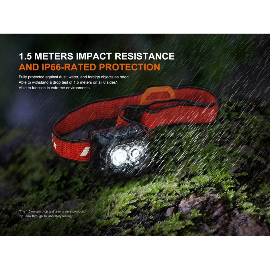 Fenix ​​HL18RTV20WHT - LED Zatemnitvena polnilna naglavna svetilka LED/USB IP66 800 sijajni ​​160 h bela/črna