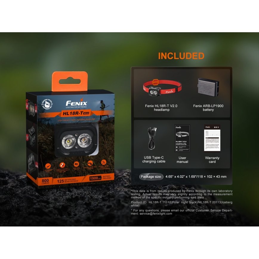 Fenix ​​HL18RTV20WHT - LED Zatemnitvena polnilna naglavna svetilka LED/USB IP66 800 sijajni ​​160 h bela/črna