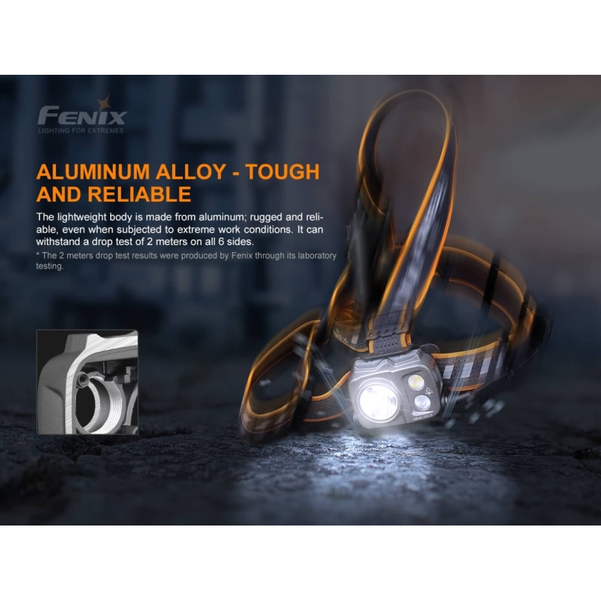 Fenix ​​HP25RV20-LED Zatemnitvena polnilna naglavna svetilka 3xLED/1x21700 IP66 1600 lm 800 h
