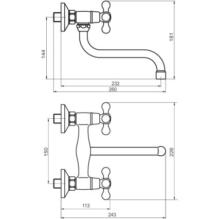 FERRO - Pipa za pomivalno korito/umivalnik ANTICA bronasta