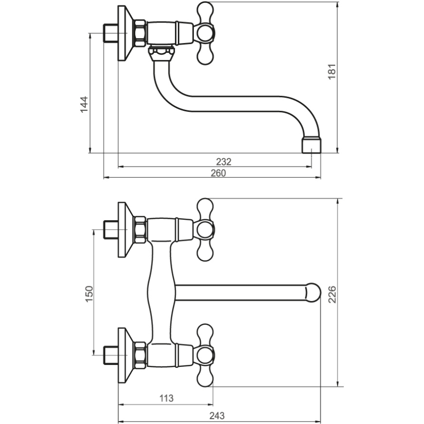 FERRO - Pipa za pomivalno korito/umivalnik ANTICA bronasta