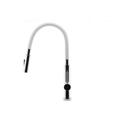 FERRO - Pipa za umivalnik z gibljivo roko sijajni krom/bela