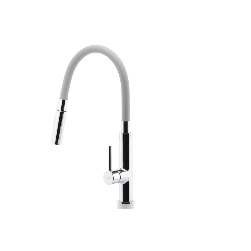 FERRO - Pipa za umivalnik z gibljivo roko sijajni krom/siva