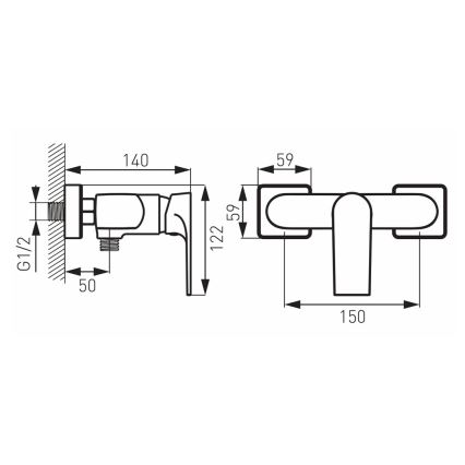 FERRO - Tuš baterija ALGEO SQUARE, sijajni krom