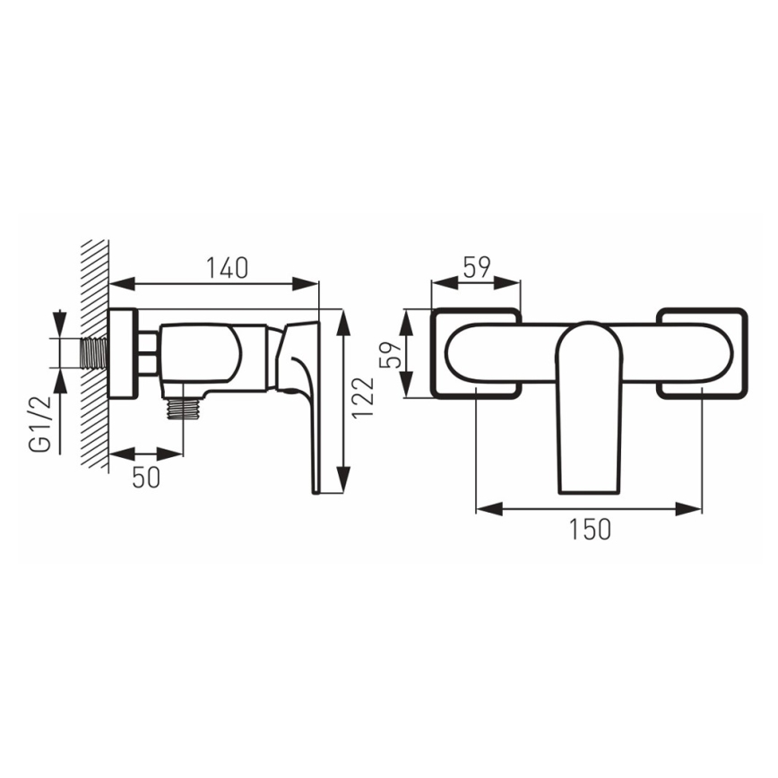 FERRO - Tuš baterija ALGEO SQUARE, sijajni krom