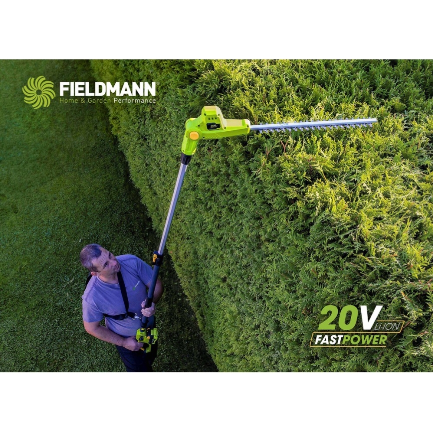 Fieldmann - Akumulatorske teleskopske škarje za živo mejo 20V