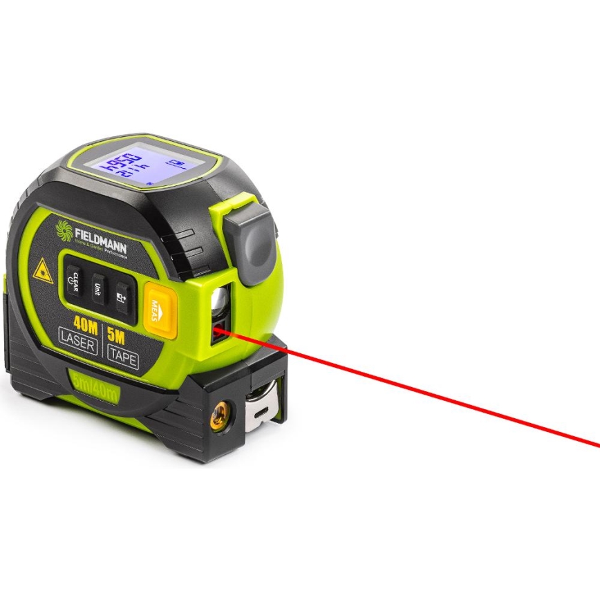 Fieldmann - Laserski merilnik razdalje z LED zaslon in roulette metrom 2xAA