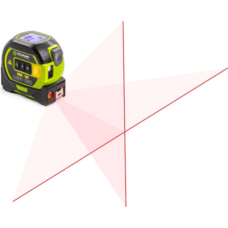 Fieldmann - Laserski merilnik razdalje z LED zaslon in roulette metrom 2xAA