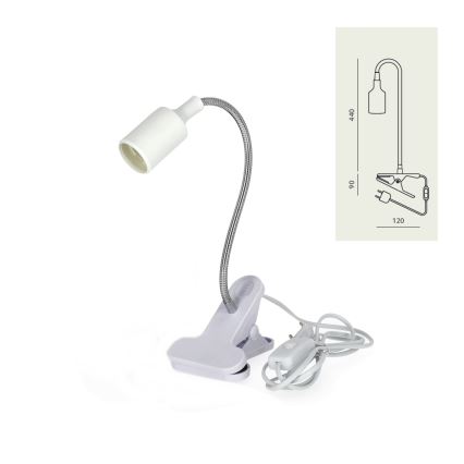 Fleksibilna namizna svetilka s sponko CLIP 1xE27/30W/230V bela