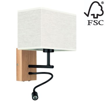 Fleksibilna svetilka BOHO 1xE27/25W + LED/1W/230V hrast – FSC certifikat