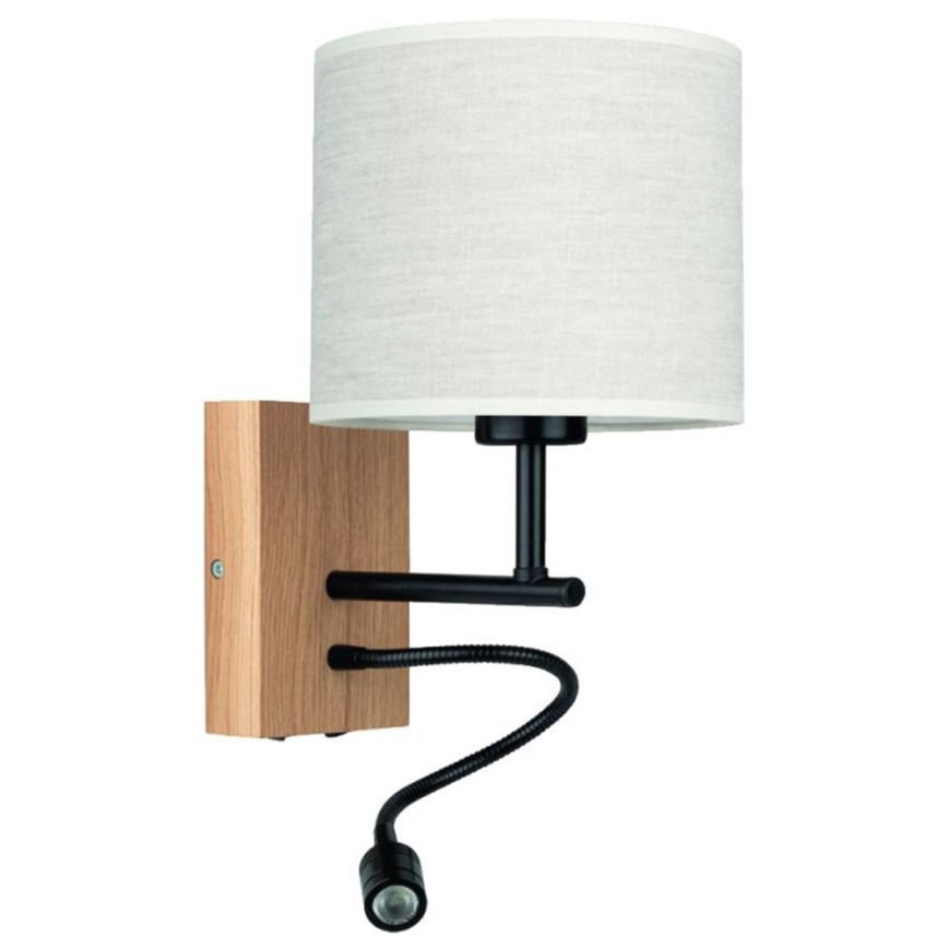 Fleksibilna svetilka BOHO 1xE27/25W + LED/1W/230V hrast