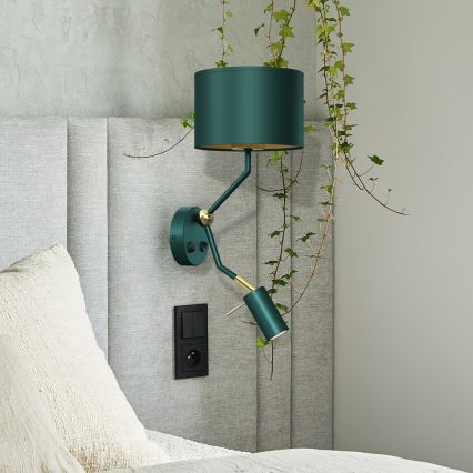 Fleksibilna svetilka VERDE 1xE27/60W/230V + 1xGU10-MR11/7W zelena