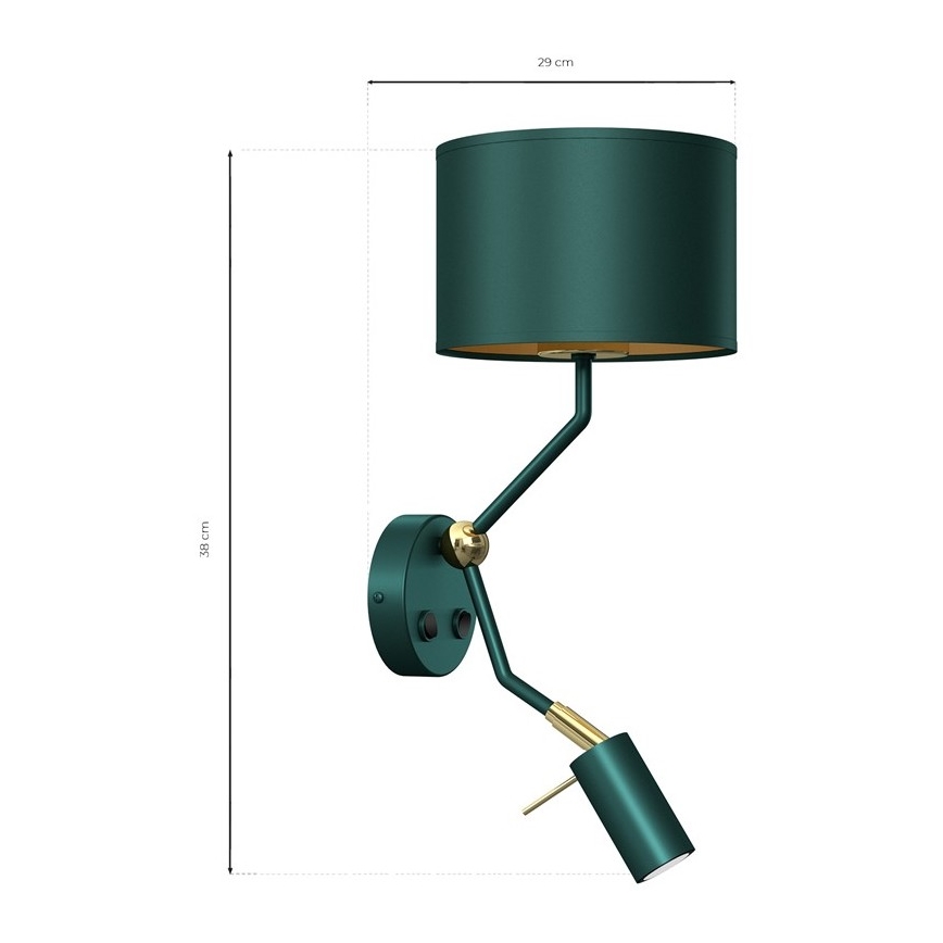 Fleksibilna svetilka VERDE 1xE27/60W/230V + 1xGU10-MR11/7W zelena