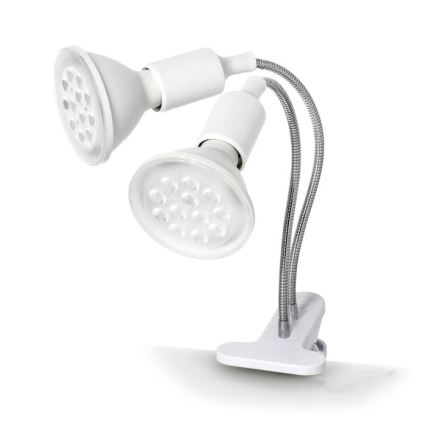 Fleksibilni namizna svetilka s sponko za gojenje rastlin PLANTY 2xE27/30W/230V bela
