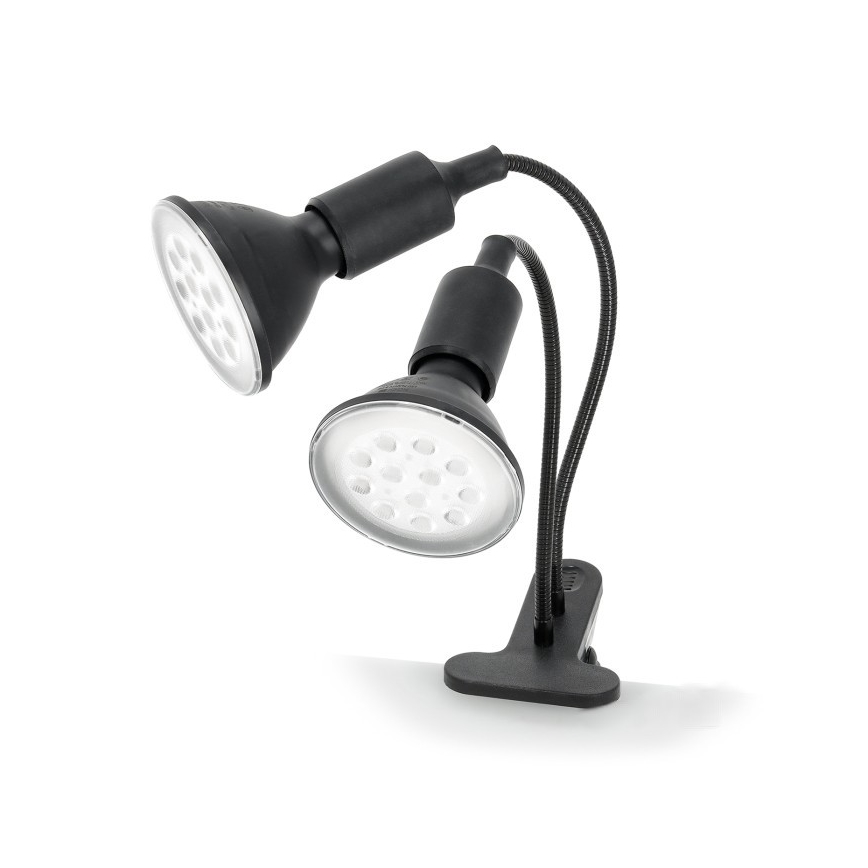 Fleksibilni namizna svetilka s sponko za gojenje rastlin PLANTY 2xE27/30W/230V črna
