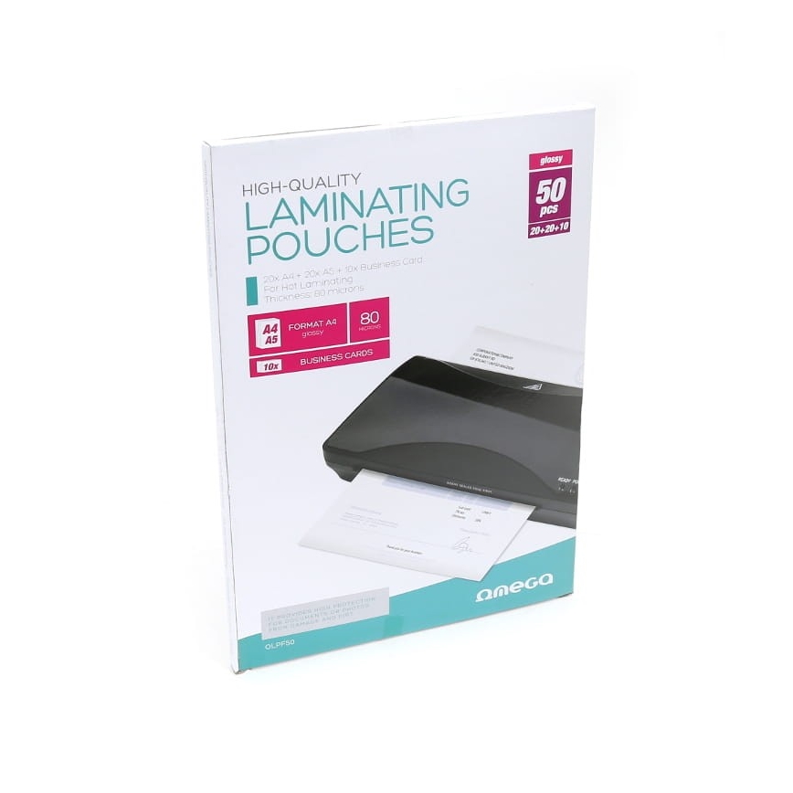 Folija za laminiranje A4 20 kosov + A5 20 kosov + vizitka 10 kosov