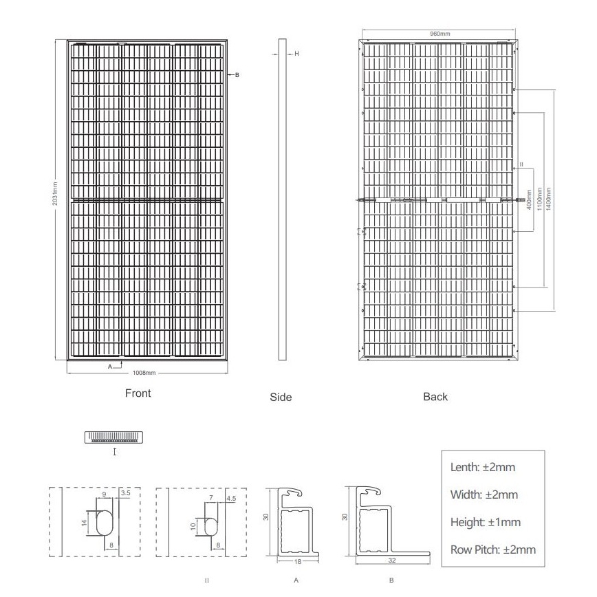 Fotovoltaični solarni panel JINKO 405Wp IP67 bifacial