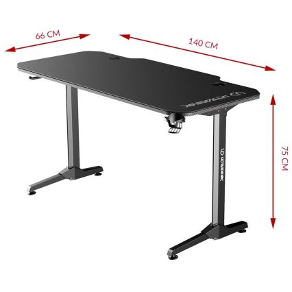 Gaming miza 140 x 66 cm črna