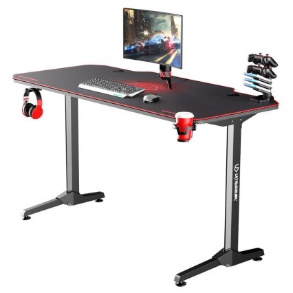 Gaming miza 140 x 66 cm črna/rdeča