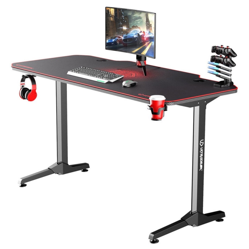 Gaming miza 140 x 66 cm črna/rdeča