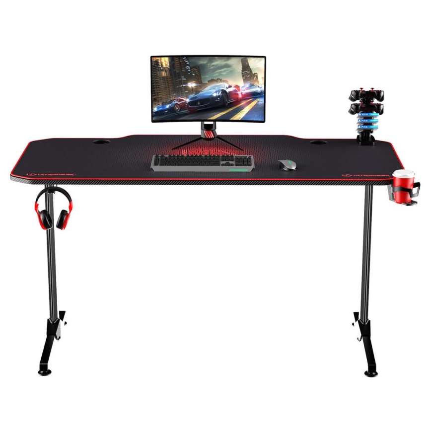 Gaming miza 140 x 66 cm črna/rdeča