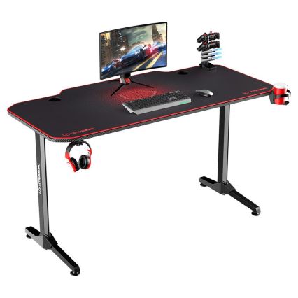 Gaming miza 140 x 66 cm črna/rdeča