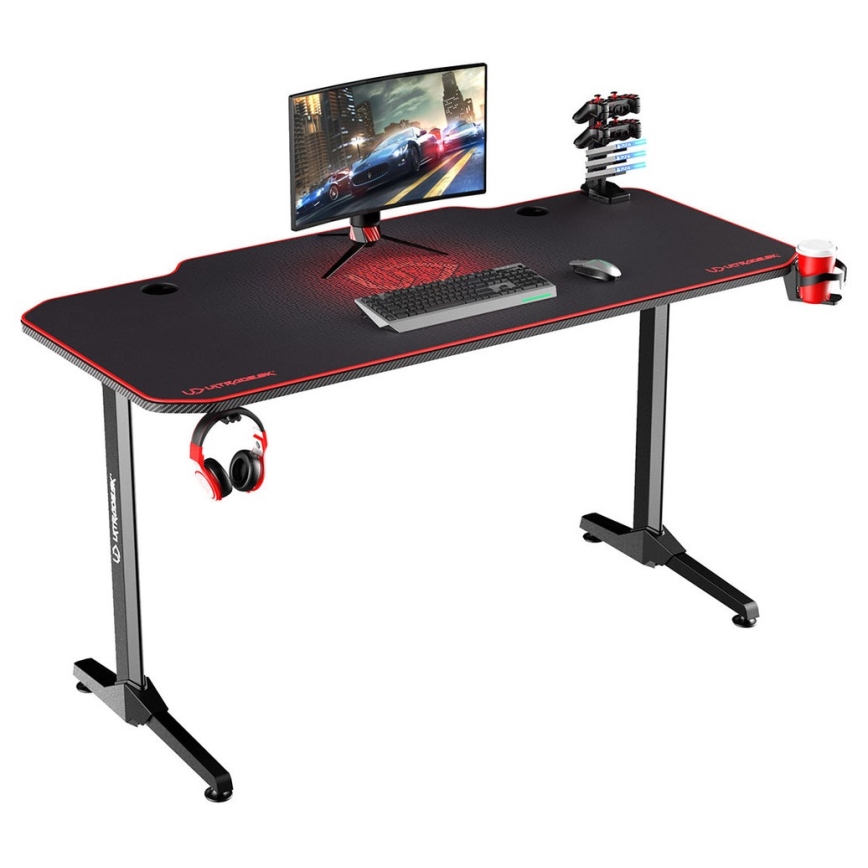 Gaming miza 140 x 66 cm črna/rdeča