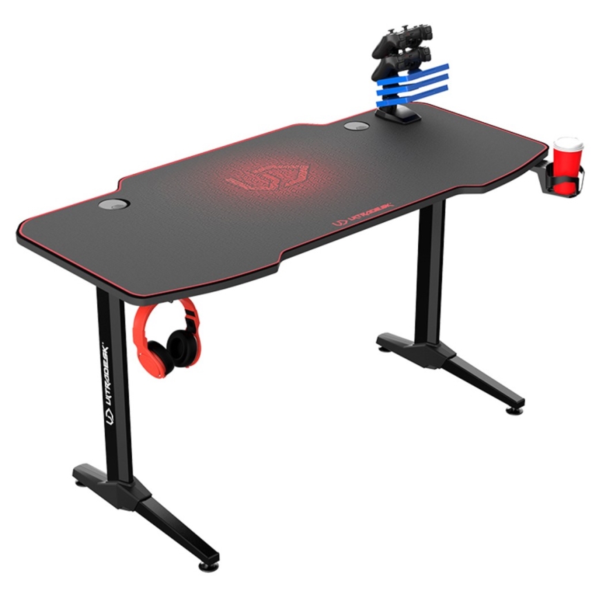 Gaming miza 140 x 66 cm črna/rdeča