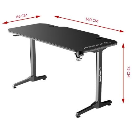 Gaming miza 140 x 66 cm črna/rdeča