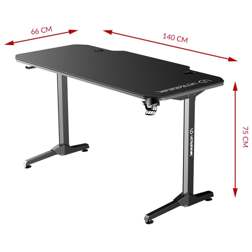 Gaming miza 140 x 66 cm črna/rdeča