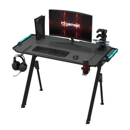 Gaming miza FALCON z LED RGB osvetlitvijo 116x60 cm črna