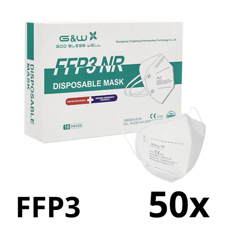 G&W™ GDGP3 Zaščitna maska FFP3 NR CE 2163 50 kom.