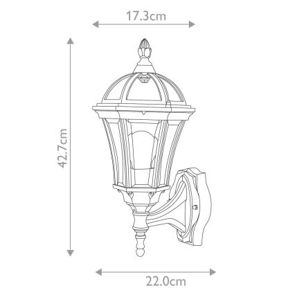 Garden Zone - Zunanja stenska svetilka LEDBURY 1xE27/100W/230V IP44