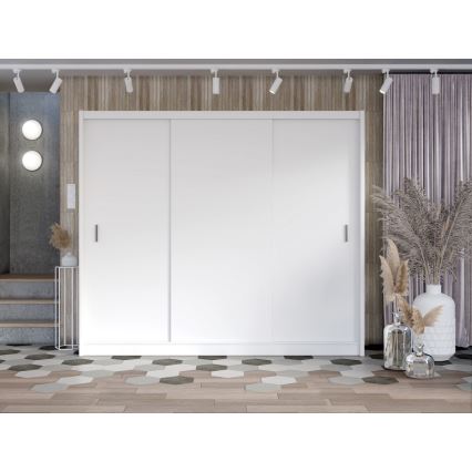 Garderoba z drsnimi vrati SAPHIRA 250x215 cm bela