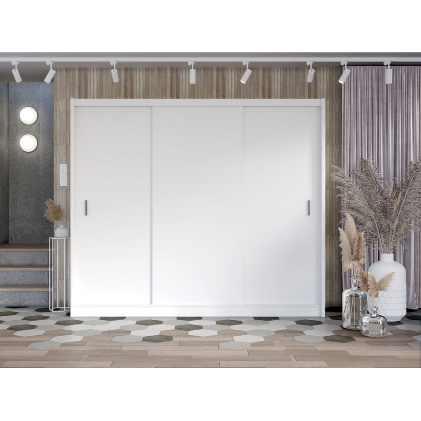 Garderoba z drsnimi vrati SAPHIRA 250x215 cm bela
